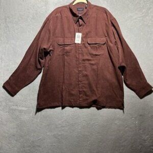 VTG NWT Van Heusen Size XL 17-17 1/2 Brown Super Soft Suede Button Down Shirt